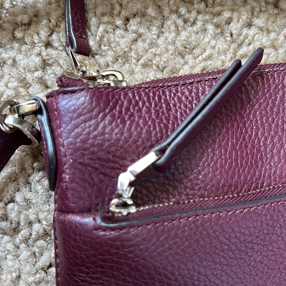 Kate Spade Burgundy Leather Crossbody Bag Maroon Soft Leather Fall Purse - Picture 7 of 16